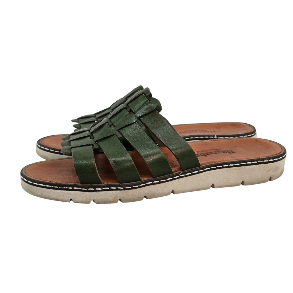 Huaraches by‎ Bearpaw Womens Green Vanessa Woven Leather Slide Sandals Size 10